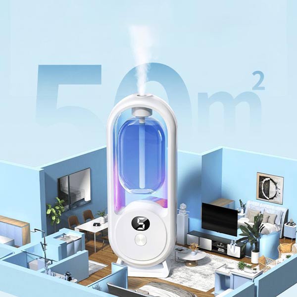 Máy xịt thơm cảm biến có khả năng phun dung dịch thơm trong không gian rộng nhưng nên dùng ở nơi ít người qua lại
