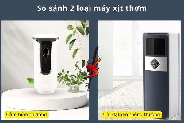 2 loại máy xịt thơm cảm biến và máy cài đặt giờ hoạt động