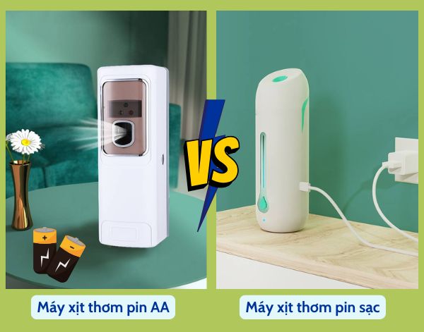 Máy xịt thơm hoạt động từ pin AA hoặc pin sạc