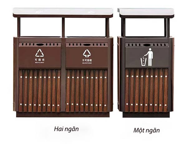 Hành Tinh Xanh và mẫu thùng rác có mái che hấp dẫn