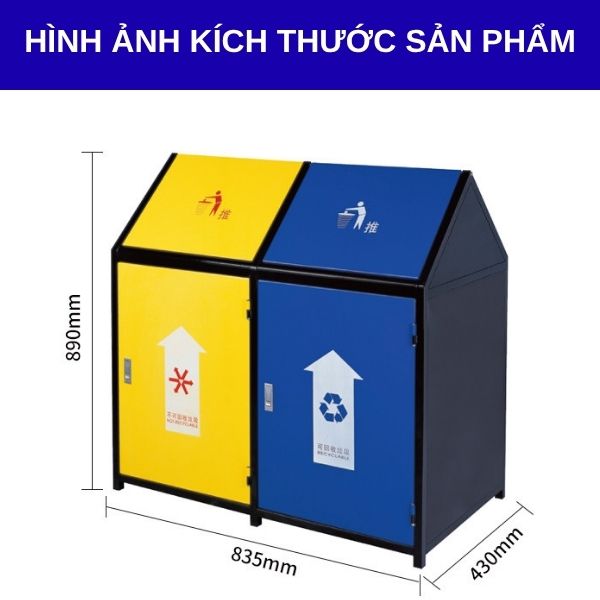 Kích thước thùng rác nắp bập bênh ngoài trời