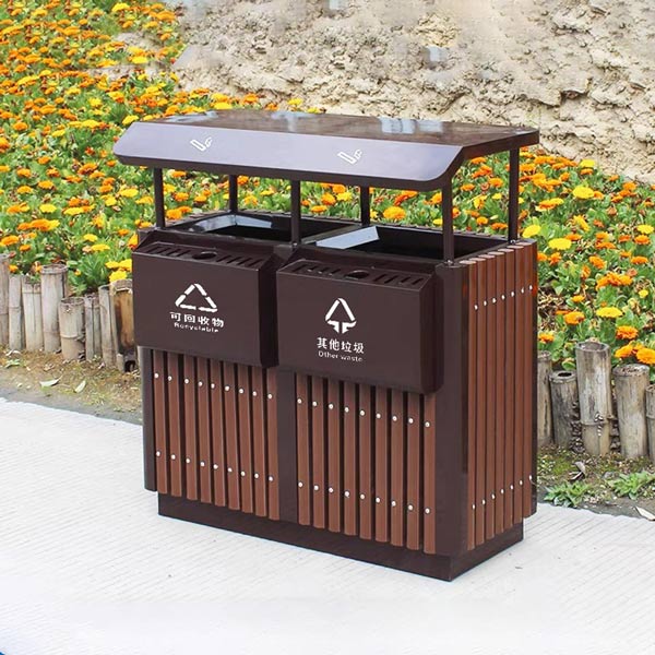 Thùng rác 2 ngăn có mái che ngoài trời