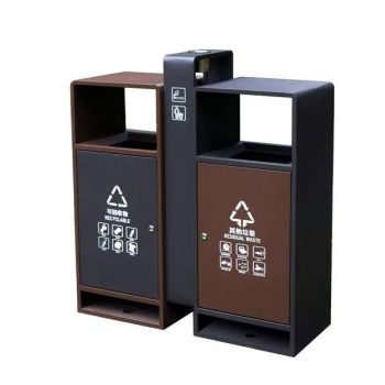 Thùng rác thép sơn màu 2 ngăn gạt tàn