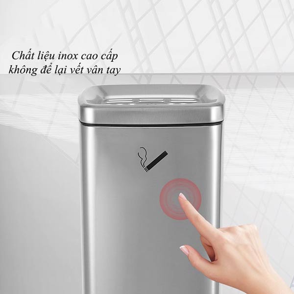 Chất liệu inox của cây gạt tàn bóng, đẹp, không để lại dấu vân tay