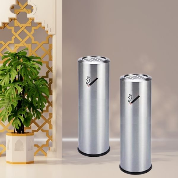 Mẫu cây gạt tàn hình trụ tròn bằng inox