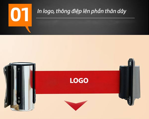 Dây cột chắn có thể in logo, thông điệp quảng bá