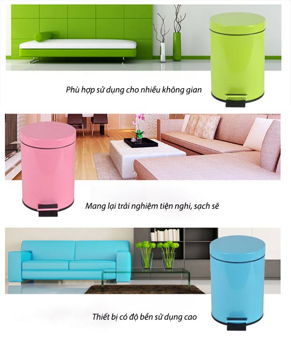 Thùng rác sử dụng linh hoạt trong nhiều không gian