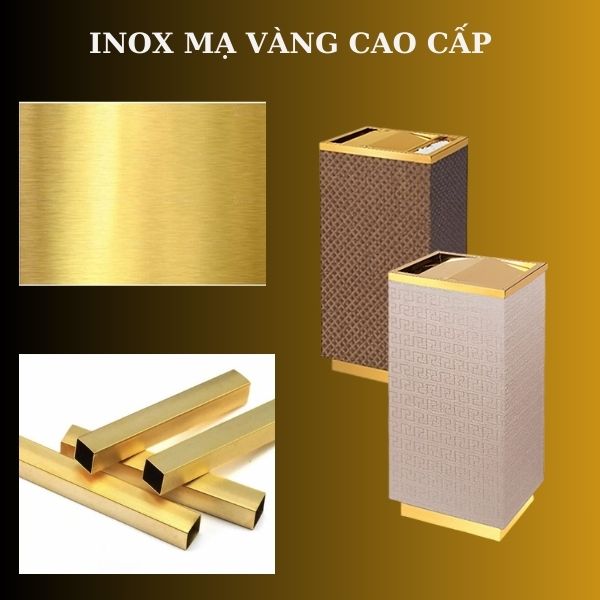 Khung viền thùng rác sản xuất từ inox mạ vàng