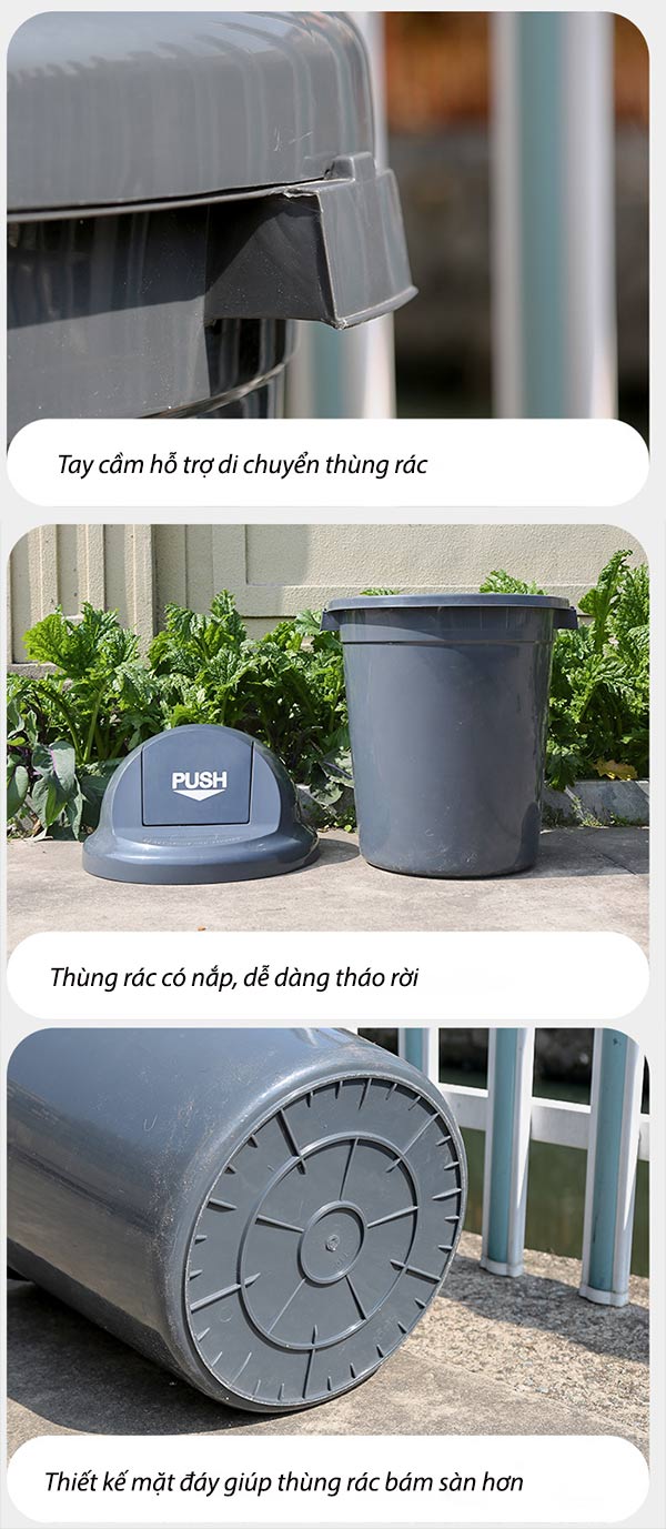 Các đặc điểm của thùng rác nhựa tròn 100 lít