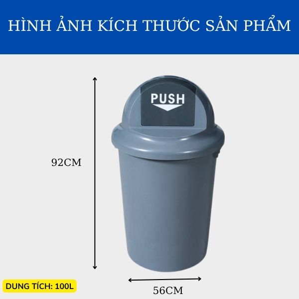 Tham khảo kích thước, dung tích thùng rác nắp đẩy bập bênh