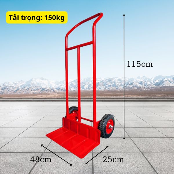 Chi tiết kích thước xe kéo 2 bánh vận chuyển hàng hóa