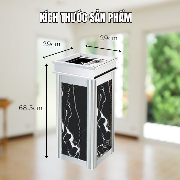 Chi tiết kích thước thùng rác đá đẹp