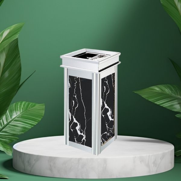 Mẫu thùng rác đá hoa cương với phần khung bằng inox