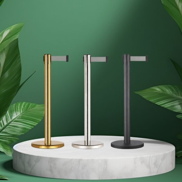 Mẫu cột chắn màu ghi dây căng phân làn