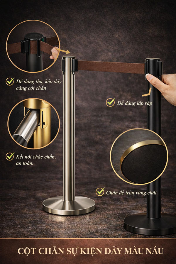 Chi tiết các bộ phận cấu tạo cột chắn dây nâu