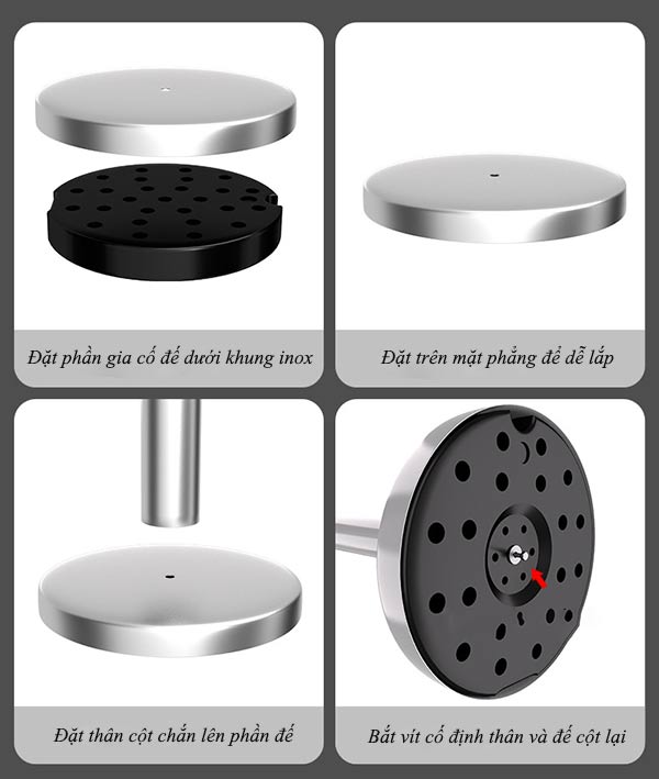 Chân đế tròn cột chắn dễ dàng lắp đặt