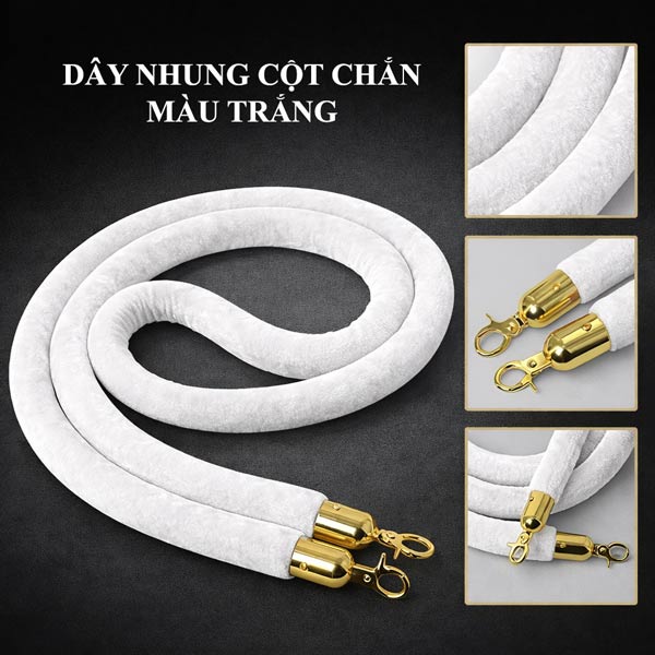 Dây nhung thay thế cho cột chắn tông màu trắng