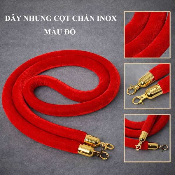 Dây nhung trùng màu đỏ dùng cho cột chắn sự kiện