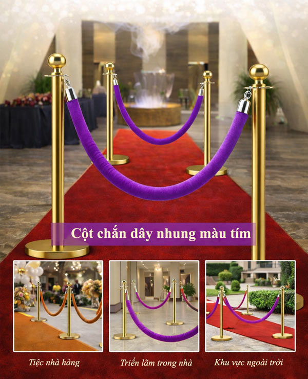 Ứng dụng của trụ chắn phân làn có dây nhung 