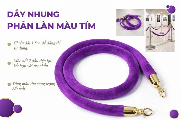 Chi tiết thông số dây nhung tím cho trụ chắn