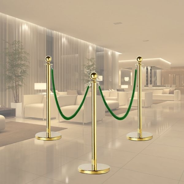 Cột chắn inox dây nhung xanh đảm bảo sang trọng