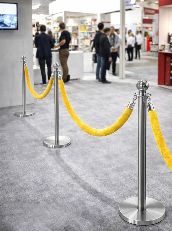 Cột chắn dây nhung màu vàng có tính ứng dụng cao