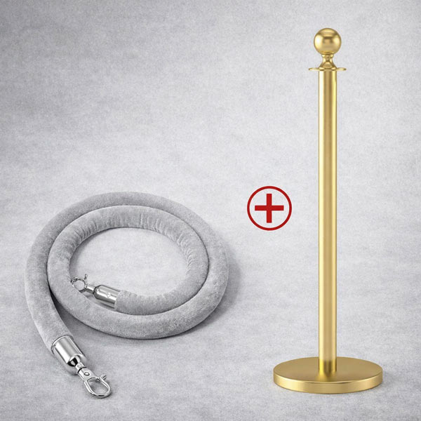 Dây nhung màu xám gắn đầu cột chắn