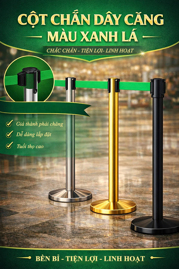 Mẫu trụ chắn phân làn dây căng màu xanh lá