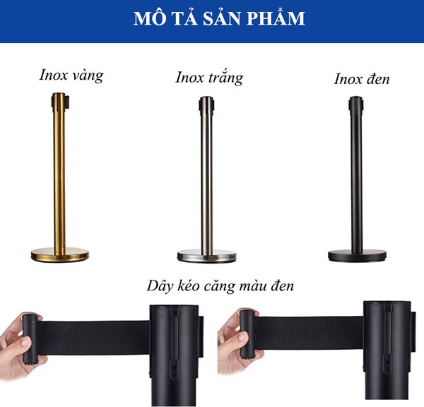 3 mẫu thân trụ inox của cột chắn dây kéo