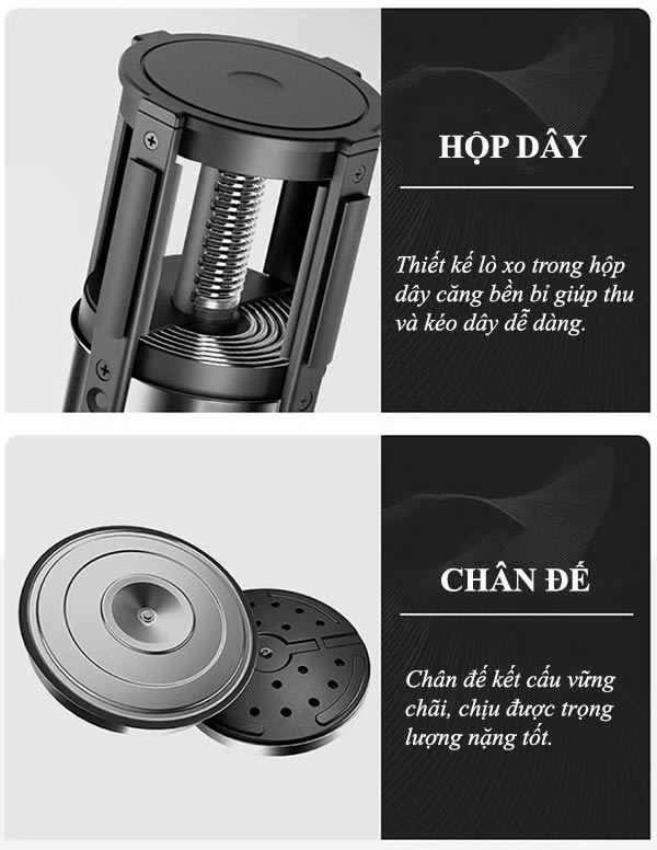 Mọi chi tiết của cột chắn dây căng kéo màu đen đều hoàn thiện tốt