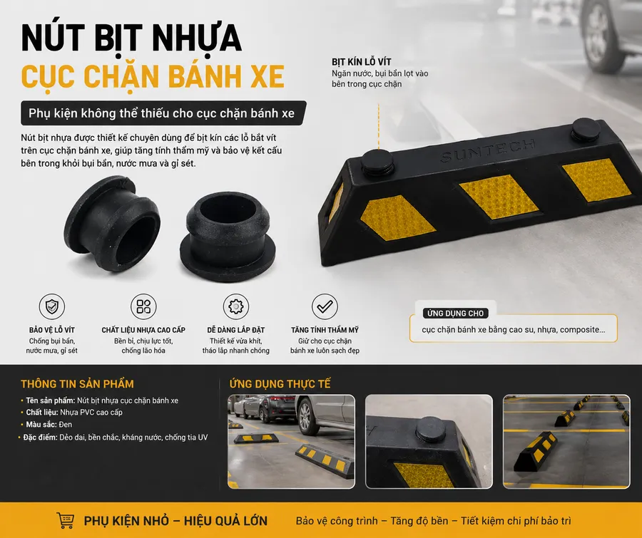 Nút bịt nhựa trên gờ chặn