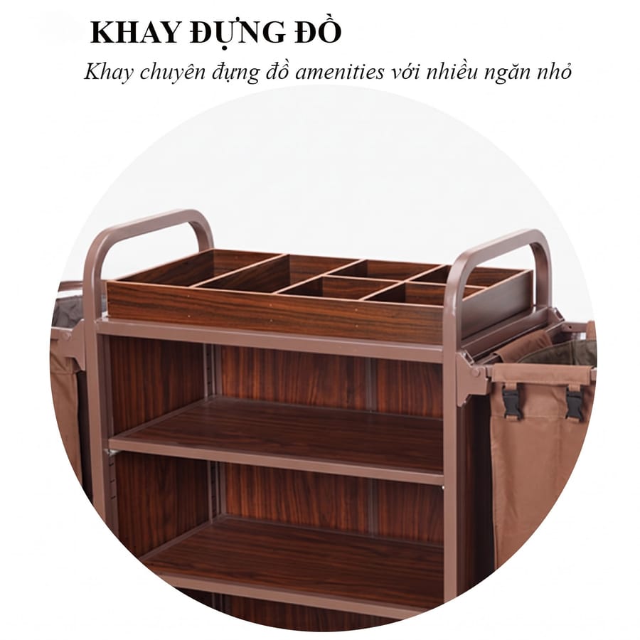 Khay được đặt trên tầng cao nhất xe làm buồng