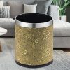 Thùng rác không nắp bọc giả da in hoa