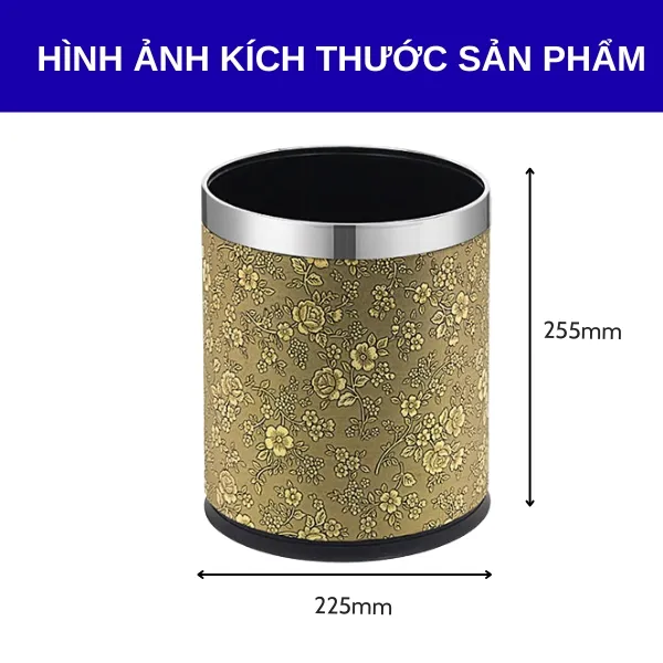 Kích thước sọt rác bọc giả da không nắp