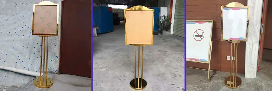 Hình ảnh thực tế bảng chỉ dẫn thông tin bằng inox mạ vàng
