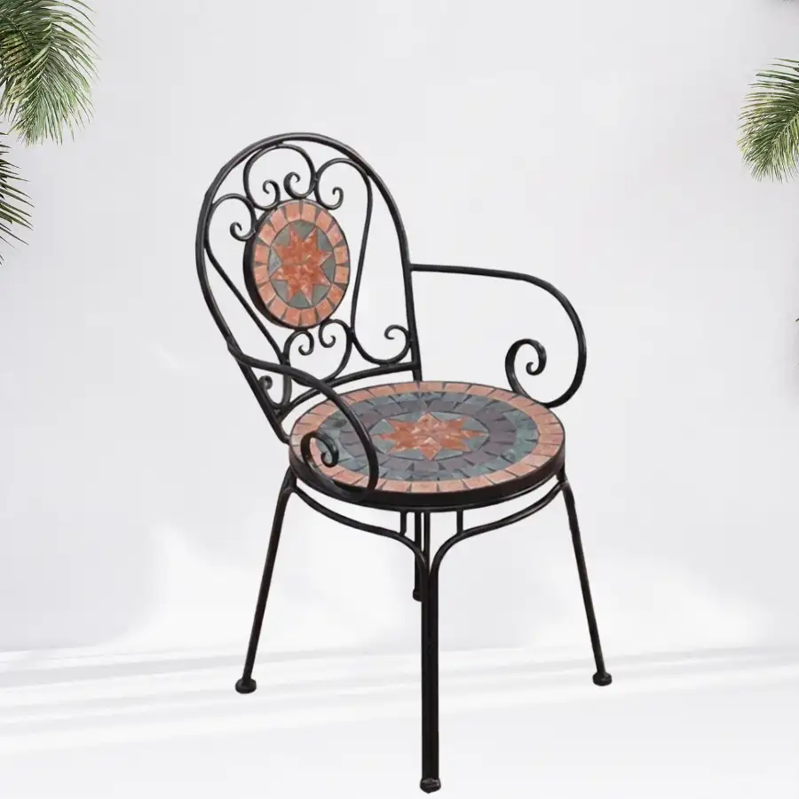 Ghế sắt Mosaic sân vườn ngoài trời kiểu dáng đẹp
