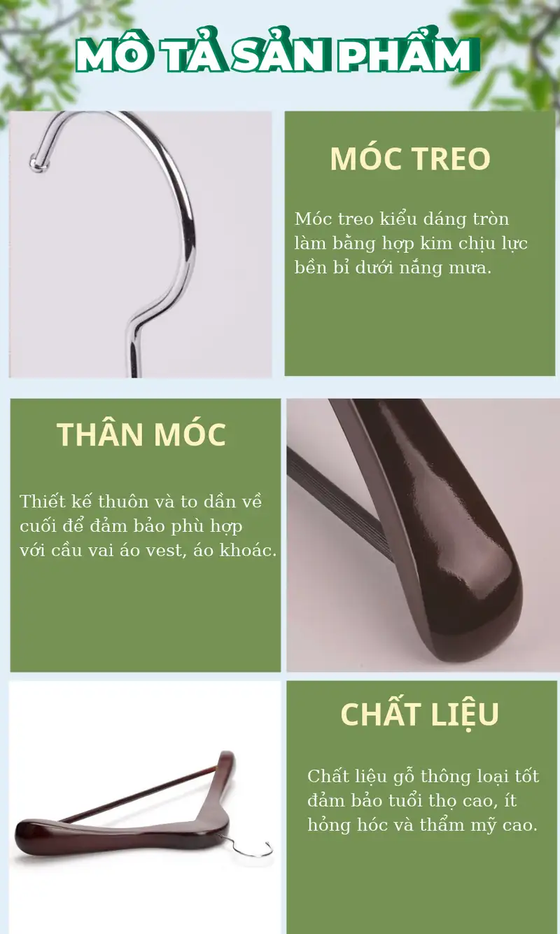 Đặc điểm móc treo áo khoác gỗ thông màu nâu