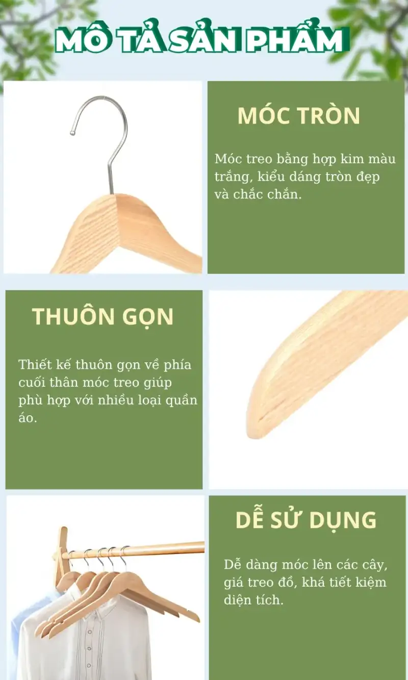 Đặc điểm chung của móc treo gỗ thông treo quần áo