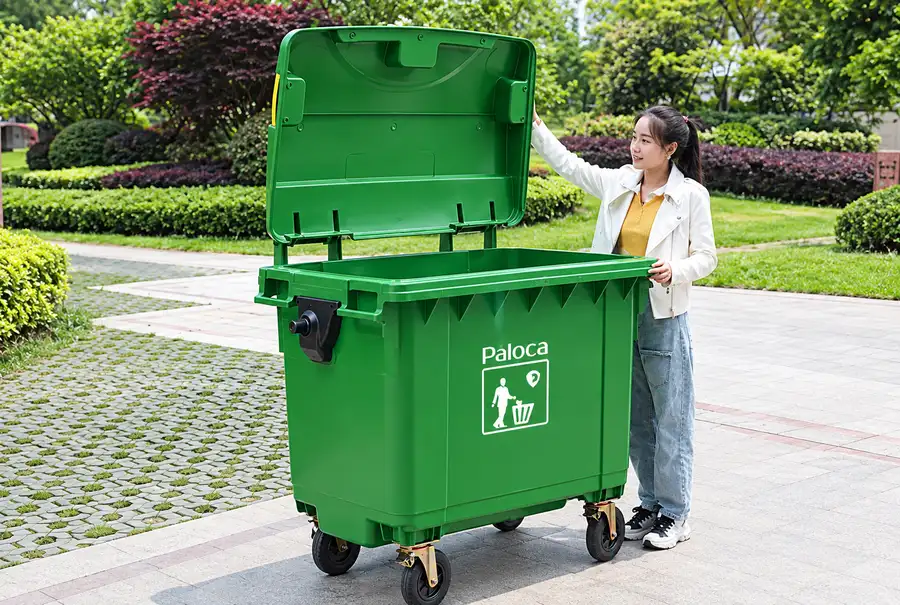 Nắp thùng rác 660L thay mới dễ dàng và sử dụng tốt sau khi thay
