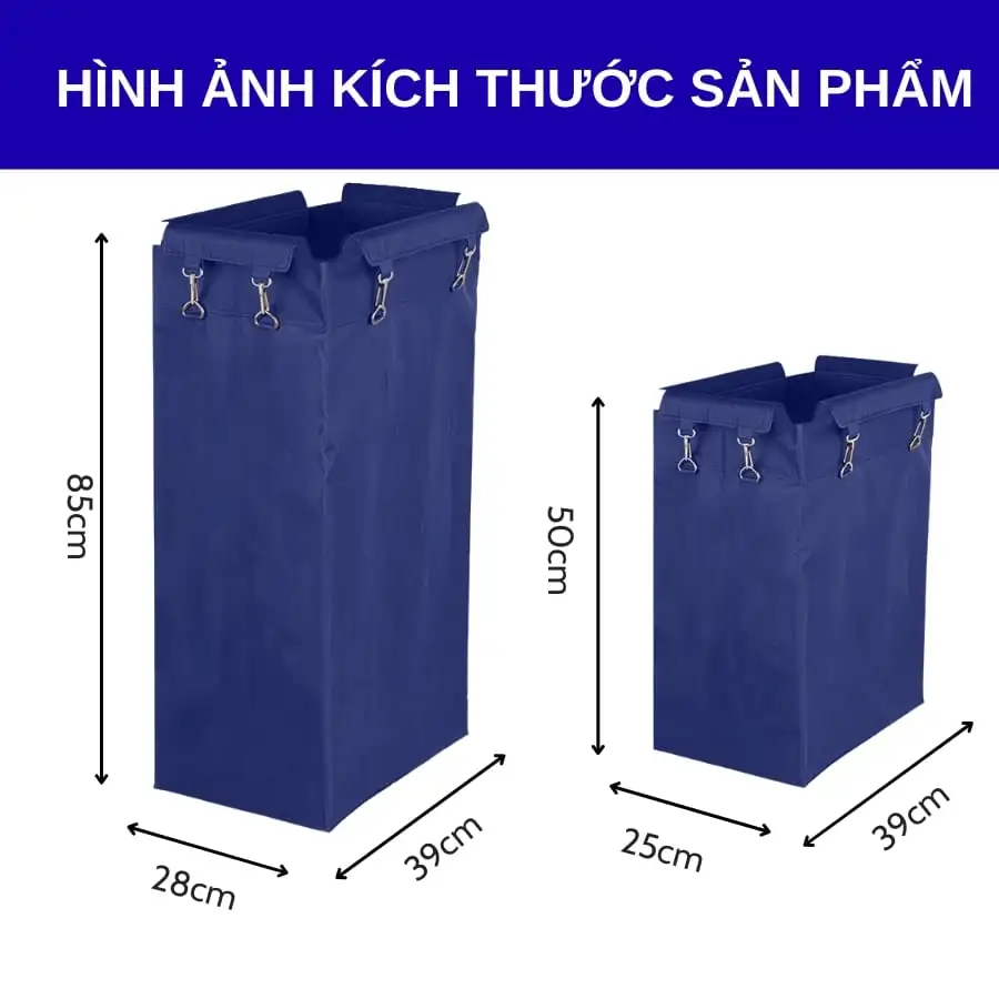 Kích thước túi vải xe làm buồng màu xanh