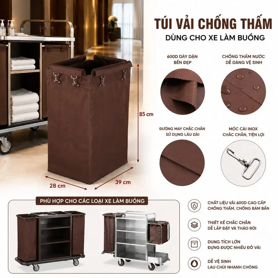 Đặc điểm túi vải bạt xe làm buồng khách sạn